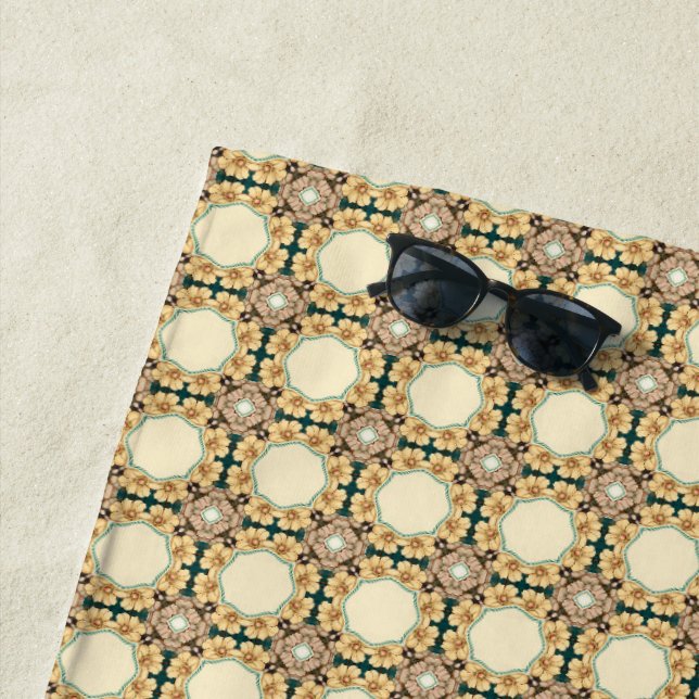 Floral Honeycombs: Geometric Pattern of Intricate Beach Towel (In Situ)