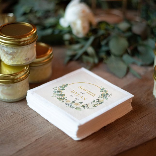 Floral Hoop Editable Colour Wedding Napkins (Creator Uploaded)