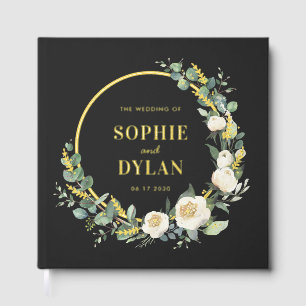 Floral Hoop Elegant Wedding Editable Colour Guest Book
