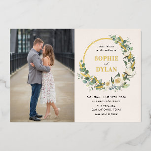 Floral Hoop FOIL Photo Faire-part de mariage