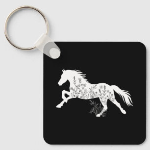 Floral Horse Animal Lover Keychain