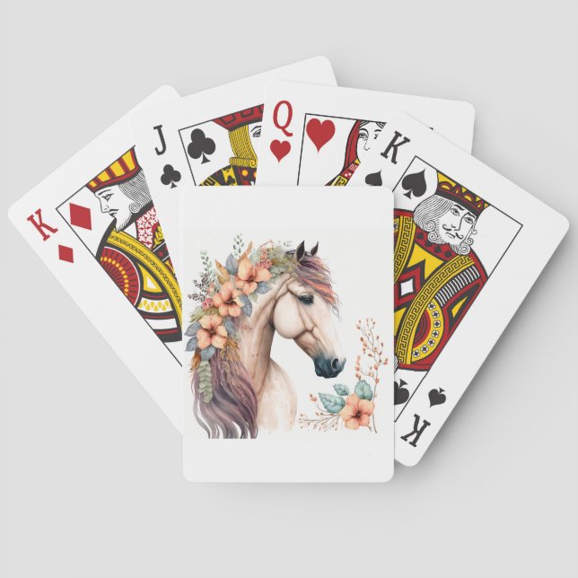 Floral Horse Art Playing Cards (Back)
