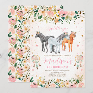 Floral Horse Birthday Invitation