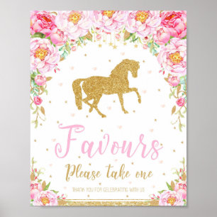 Floral Horse Birthday Party Favours Decor Sign