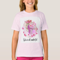 Floral Horse Girls T- Shirt Positive Quote
