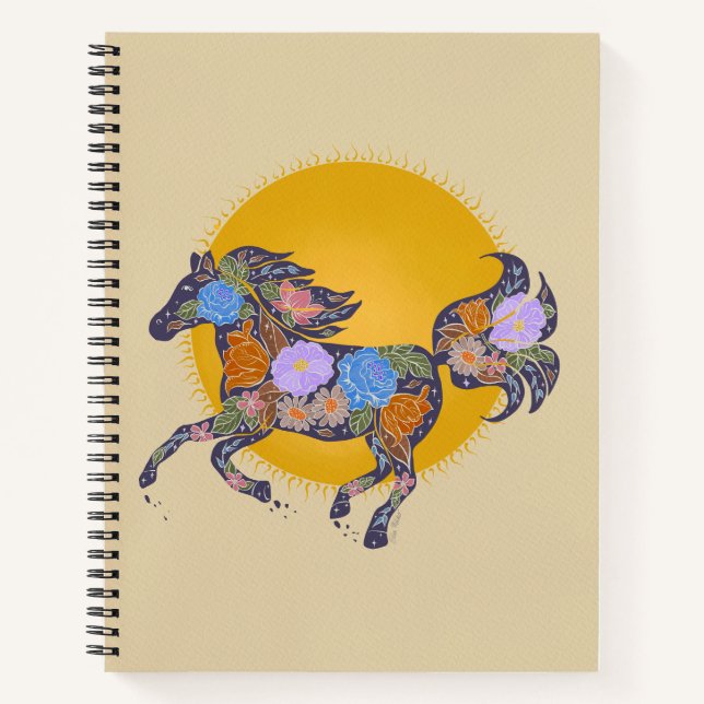 Floral Horse Silhouette_Purple Notebook (Front)