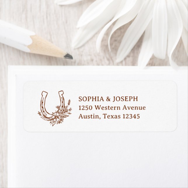 Floral Horseshoe | Western Chic Return Address (Insitu)