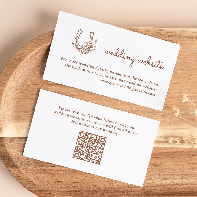 Floral Horseshoe | Western Wedding Website QR Code Enclosure Card (Creator Uploaded)