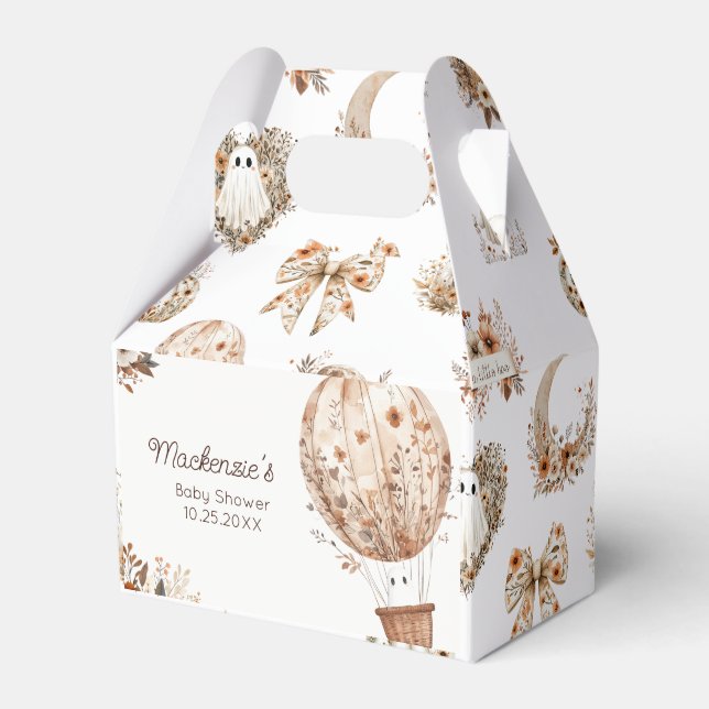 Floral Hot Air Balloon Baby Shower  Favor Box (Front Side)