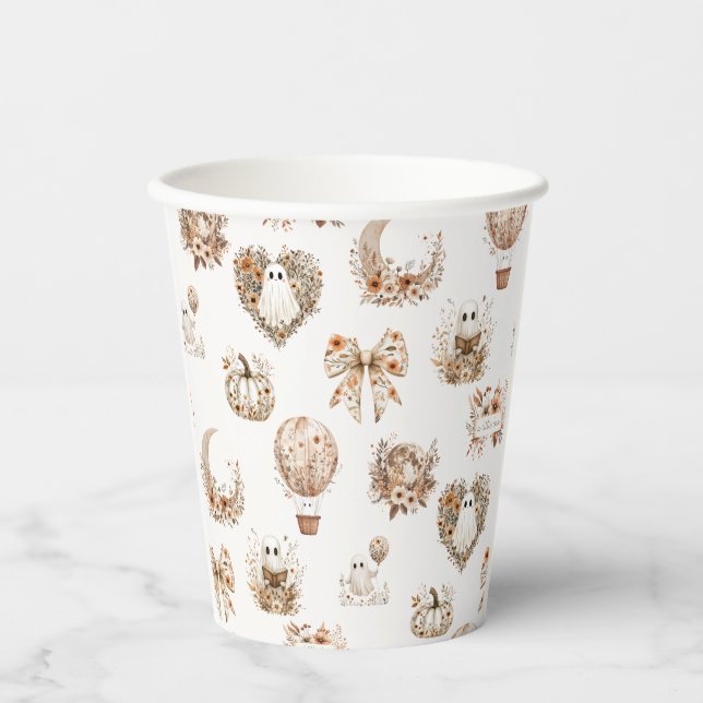 Floral Hot Air Balloon Baby Shower  Paper Cups (Front)