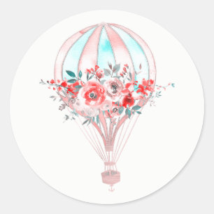 Floral Hot Air Balloon Easter Brunch Spring Party Classic Round Sticker