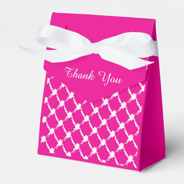  Floral Hot Pink  Design Favor Box (Front Side)