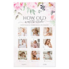 Floral How Old Was The Bride Bridal Shower Game