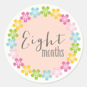 Floral Huit mois Nouveau Bébé Sticker lié à l'âge