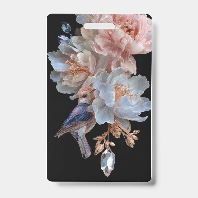 Floral Hummingbird Badge (Front)