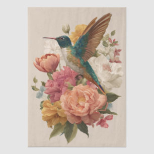 Floral Hummingbird Decoupage Tissue Paper