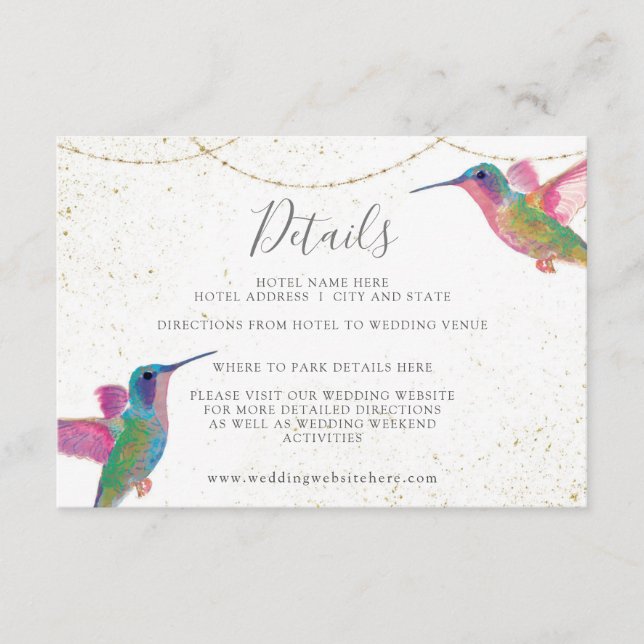 Floral Hummingbirds Details Enclosure Card (Front)