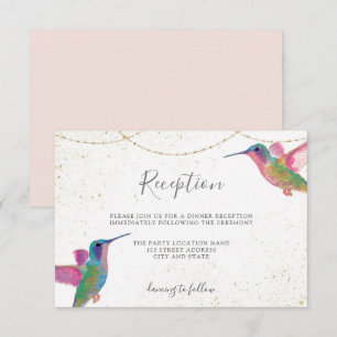 Floral Hummingbirds Watercolor Reception Card