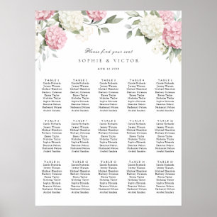 Floral Hydrangea 15 Table Wedding Seating Chart