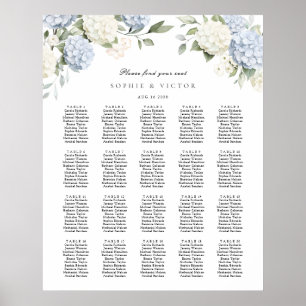Floral Hydrangea 20 Table Wedding Seating Chart