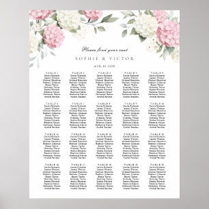Floral Hydrangea 20 Table Wedding Seating Chart