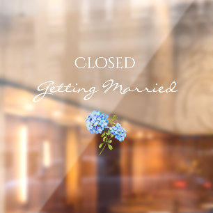 Floral Hydrangea Closed Getting Married Wedding  Window Cling