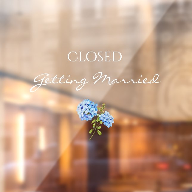 Floral Hydrangea Closed Getting Married Wedding  Window Cling (Sheet 2)