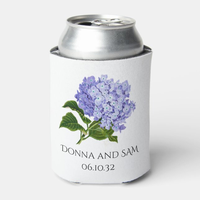  Floral Hydrangea Wedding Favour Can Cooler  (Can Front)