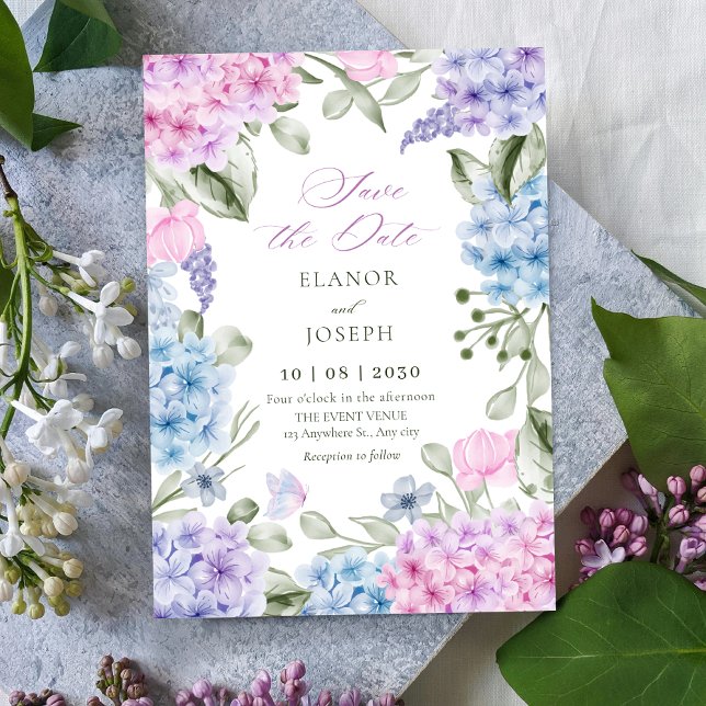 Floral hydrangea wedding save the date (Creator Uploaded)