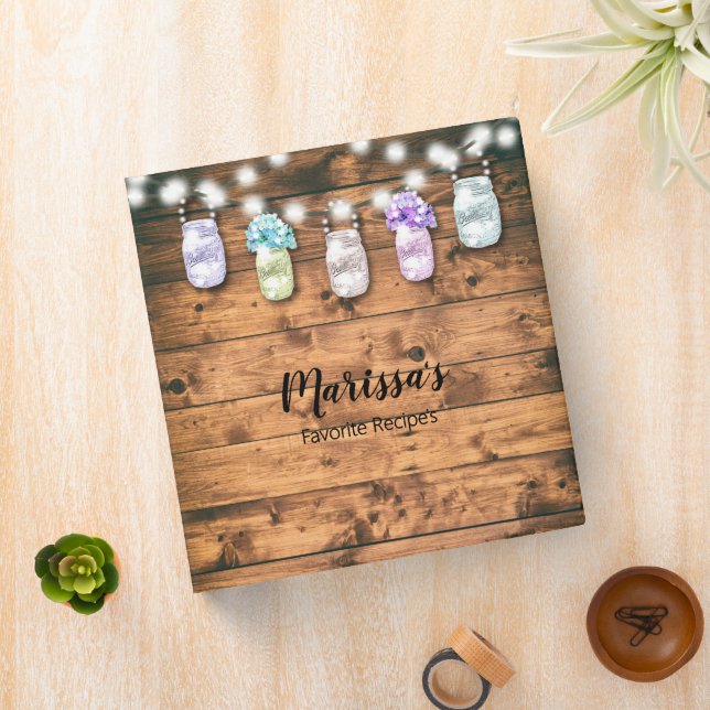 Floral Hydrangeas and Lighted Mason Jar Recipe Binder (In Situ)