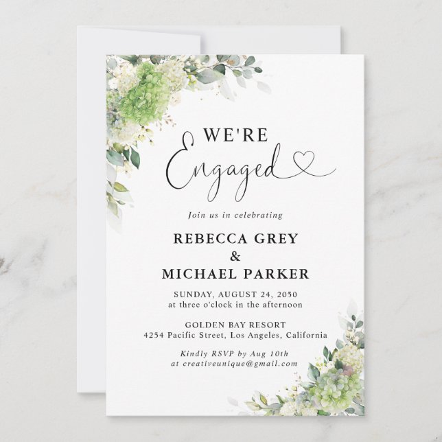 Floral Hydrangeas Engagement Party Invitation (Front)