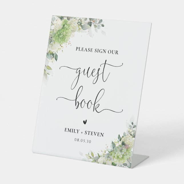 Floral Hydrangeas Guest Book Sign (Front)