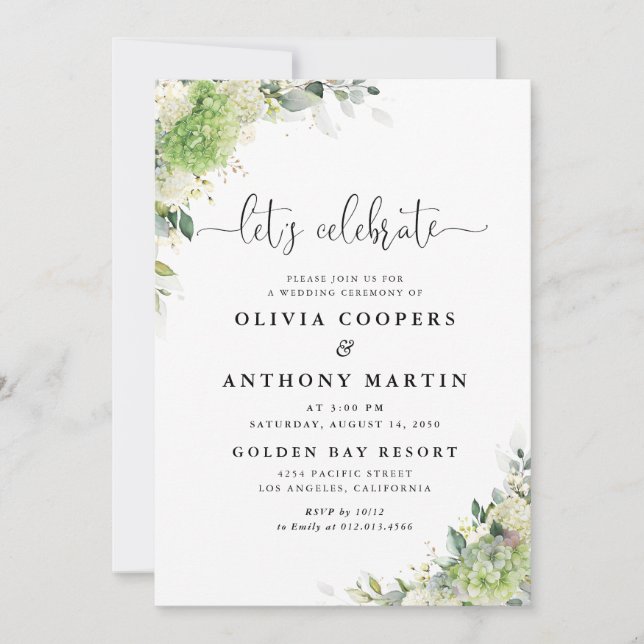 Floral Hydrangeas Wedding Invitation (Front)