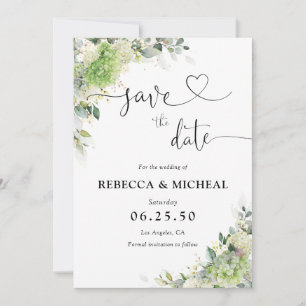 Floral Hydrangeas Wedding Save The Date