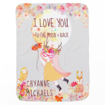 Floral "I Love You to the moon & back" Watercolor