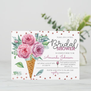 Floral Ice Cream Bouquet Bridal Shower Invitation