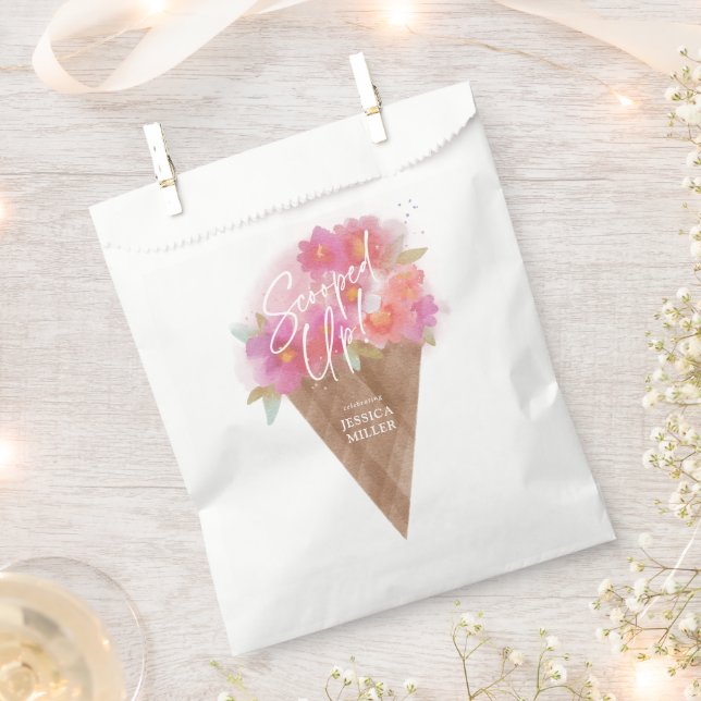Floral Ice Cream Cone Bridal Shower Scooped Up Favour Bag (Clipped)