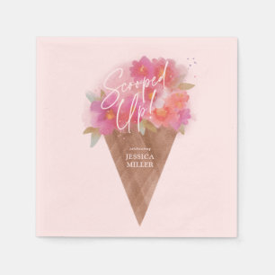 Floral Ice Cream Cone Bridal Shower Scooped Up Napkin