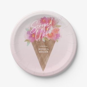 Floral Ice Cream Cone Bridal Shower Scooped Up Paper Plate