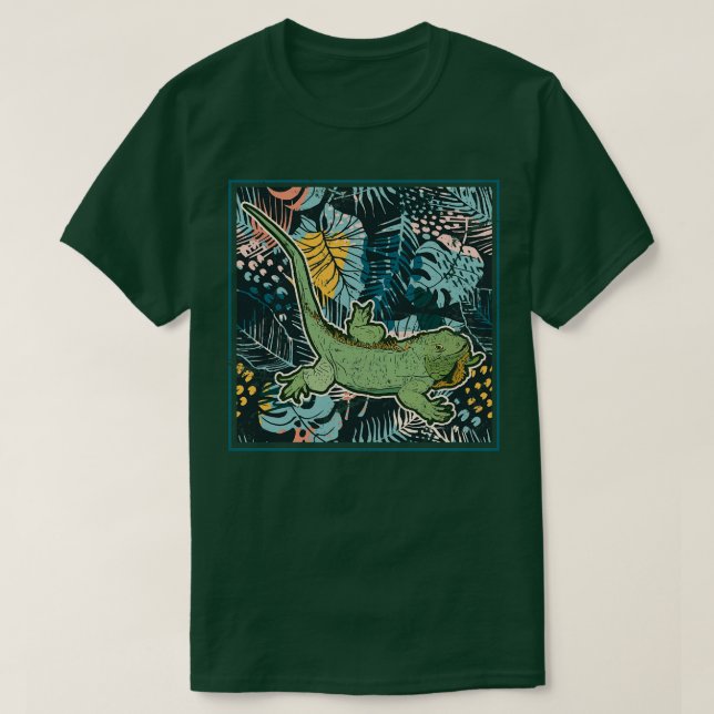 Floral Iguana T-Shirt (Design Front)