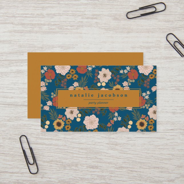 Floral Illustrated Business Card (Front/Back In Situ)