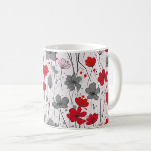 Floral illustration, abstract wildflowers, modern coffee mug