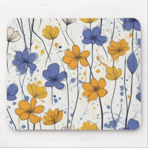 Floral illustration, abstract wildflowers, modern mouse pad