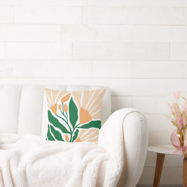 Floral Illustration Artwork Throw Pillow (Couch)