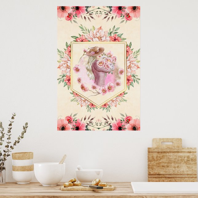 Floral Illustration, Lady Of Spring Poster (Kitchen)