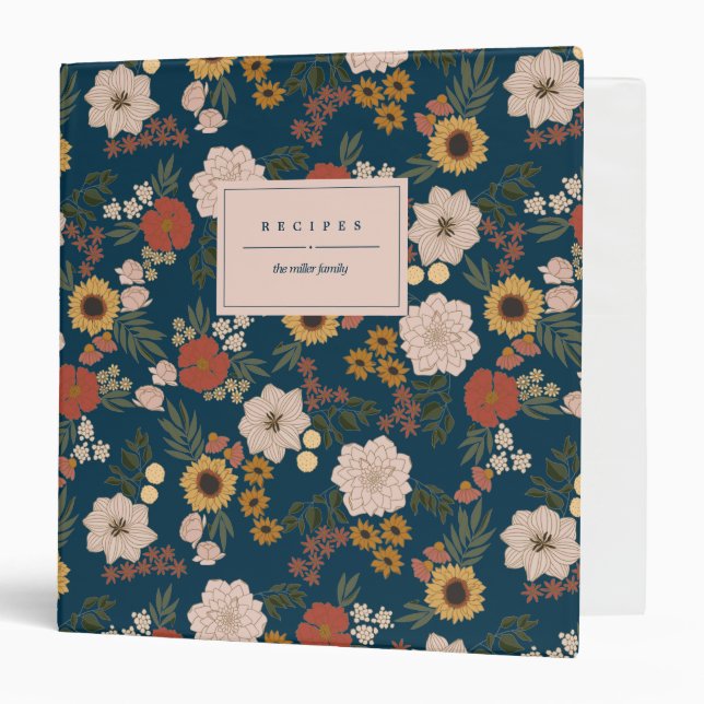 Floral Illustration Personalized 3 Ring Binder (Front/Inside)