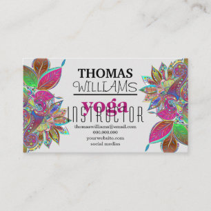Floral illustration yoga instructor Mandala Henna  Business Card