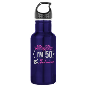 floral im 50 years old and fabulous saying 532 ml water bottle