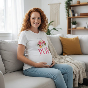 Floral "I'm About to POP!" Baby Shower  T-Shirt