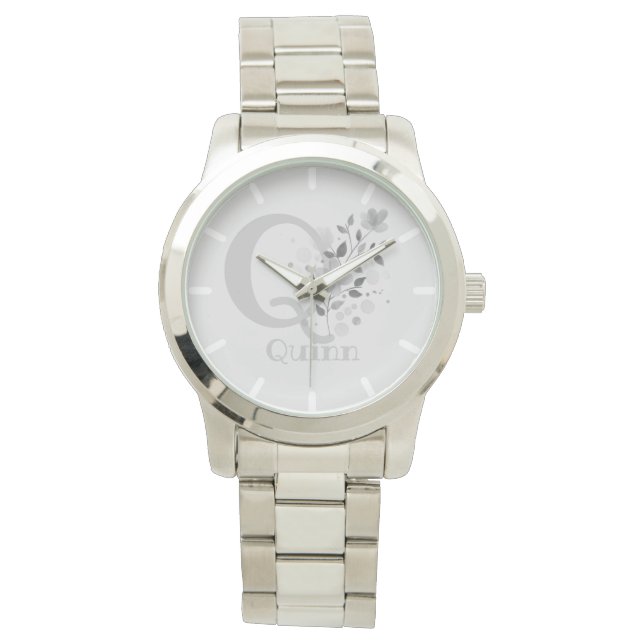 Floral Image with Numerals, Name & Initial Ladies Watch (Front)
